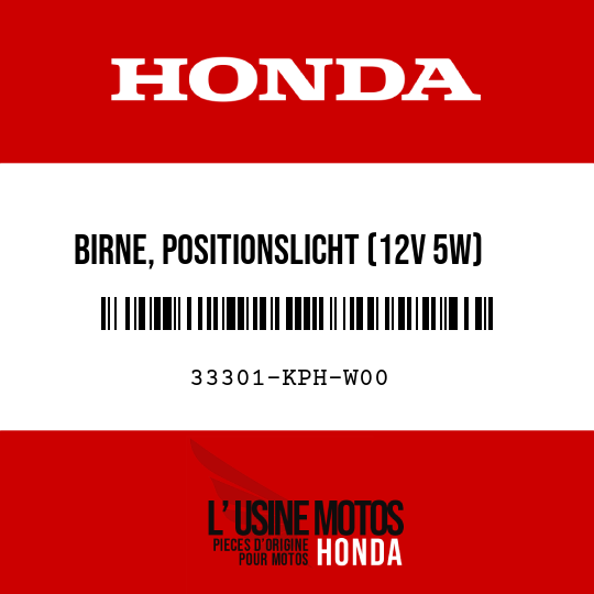 image de 33301-KPH-W00 BIRNE, POSITIONSLICHT (12V 5W)