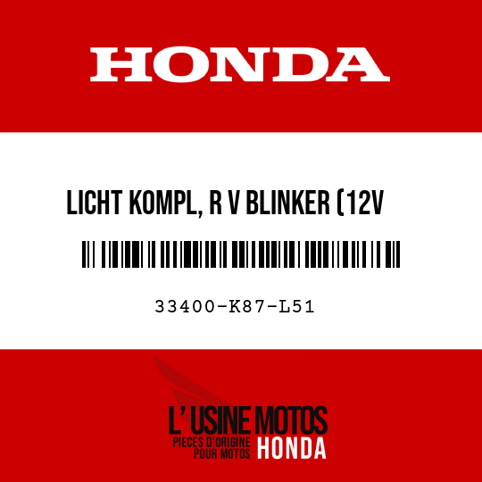 image de 33400-K87-L51 LICHT KOMPL, R V BLINKER (12V 21/5W)