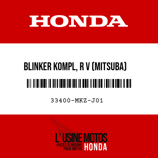 image de 33400-MKZ-J01 BLINKER KOMPL, R V (MITSUBA)