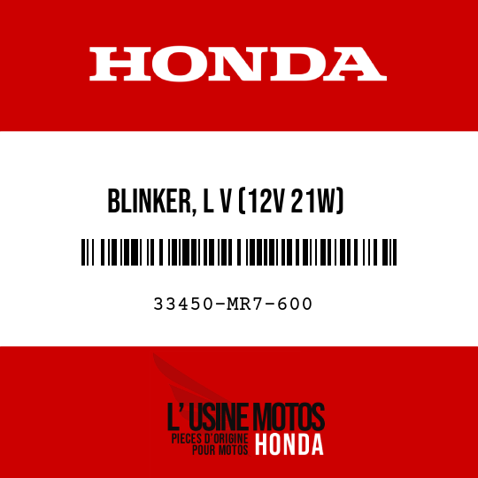 image de 33450-MR7-600 BLINKER, L V (12V 21W)