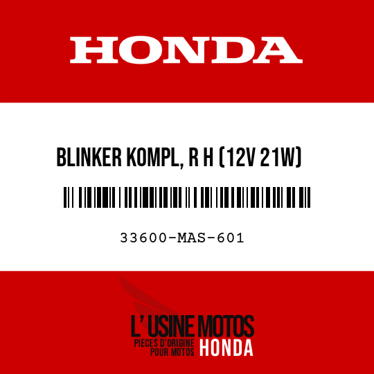 image de 33600-MAS-601 BLINKER KOMPL, R H (12V 21W) (STANLEY)