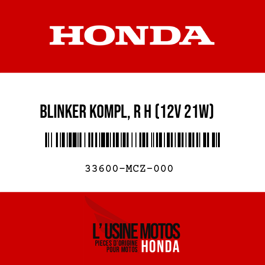 image de 33600-MCZ-000 BLINKER KOMPL, R H (12V 21W)