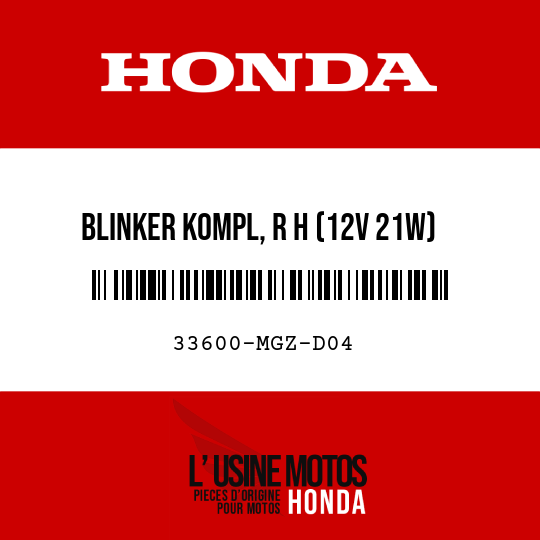 image de 33600-MGZ-D04 BLINKER KOMPL, R H (12V 21W)