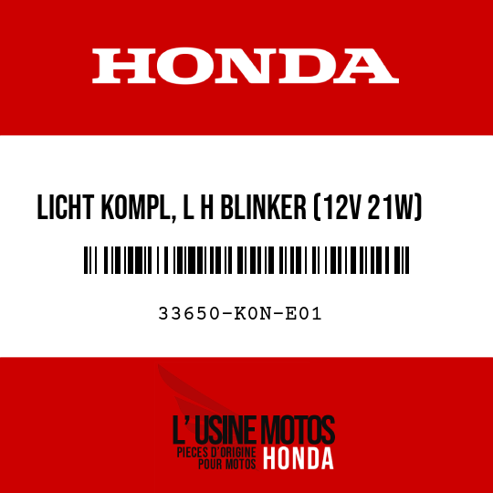 image de 33650-K0N-E01 LICHT KOMPL, L H BLINKER (12V 21W) (FIEM)