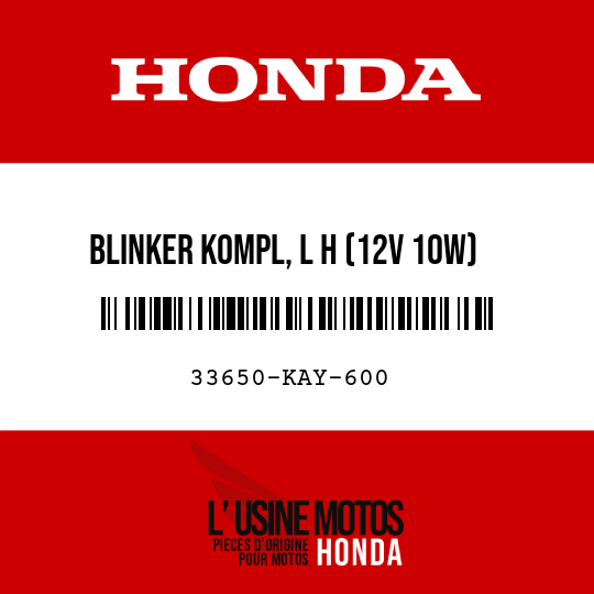 image de 33650-KAY-600 BLINKER KOMPL, L H (12V 10W)