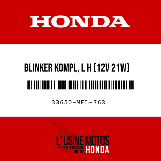 image de 33650-MFL-762 BLINKER KOMPL, L H (12V 21W)