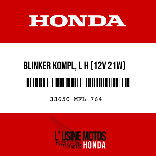 image de 33650-MFL-764 BLINKER KOMPL, L H (12V 21W)
