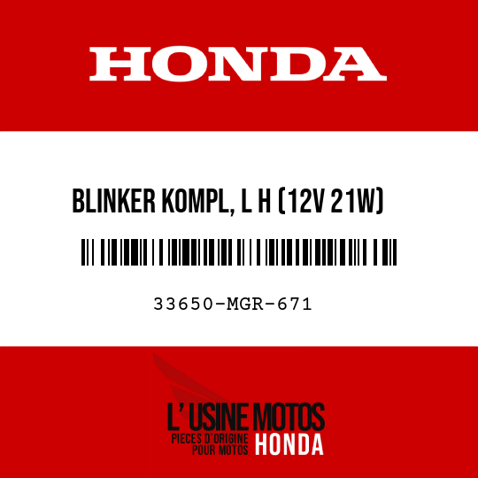 image de 33650-MGR-671 BLINKER KOMPL, L H (12V 21W)