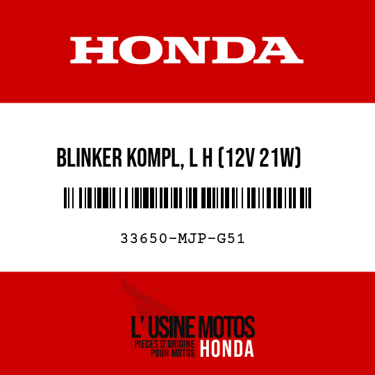 image de 33650-MJP-G51 BLINKER KOMPL, L H (12V 21W)