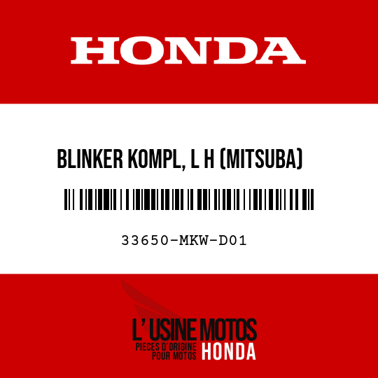 image de 33650-MKW-D01 BLINKER KOMPL, L H (MITSUBA)