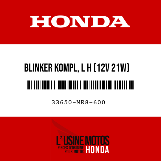 image de 33650-MR8-600 BLINKER KOMPL, L H (12V 21W)