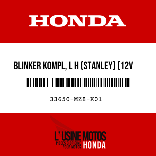 image de 33650-MZ8-K01 BLINKER KOMPL, L H (STANLEY) (12V 21W)