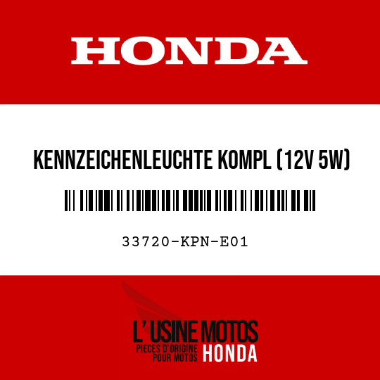 image de 33720-KPN-E01 KENNZEICHENLEUCHTE KOMPL (12V 5W)