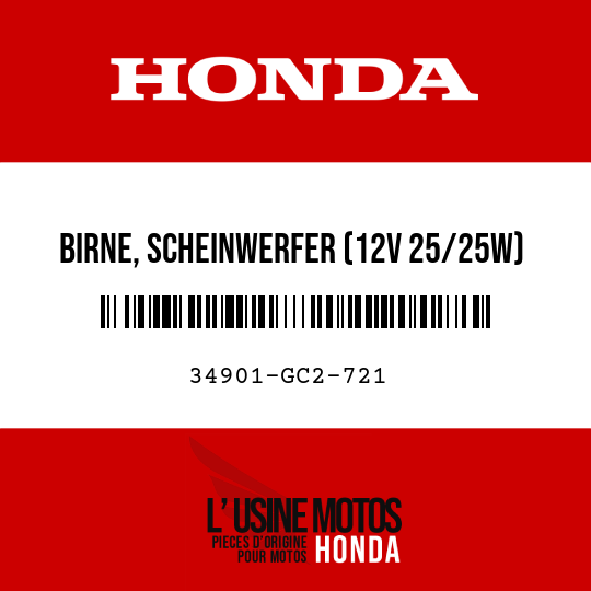 image de 34901-GC2-721 BIRNE, SCHEINWERFER (12V 25/25W)