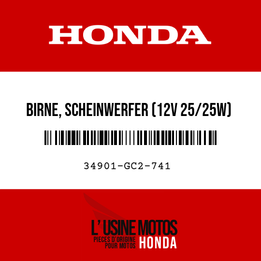 image de 34901-GC2-741 BIRNE, SCHEINWERFER (12V 25/25W)