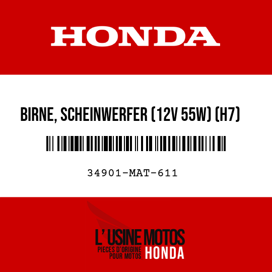 image de 34901-MAT-611 BIRNE, SCHEINWERFER (12V 55W) (H7) (STANLEY)