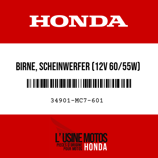 image de 34901-MC7-601 BIRNE, SCHEINWERFER (12V 60/55W) (STANLEY)