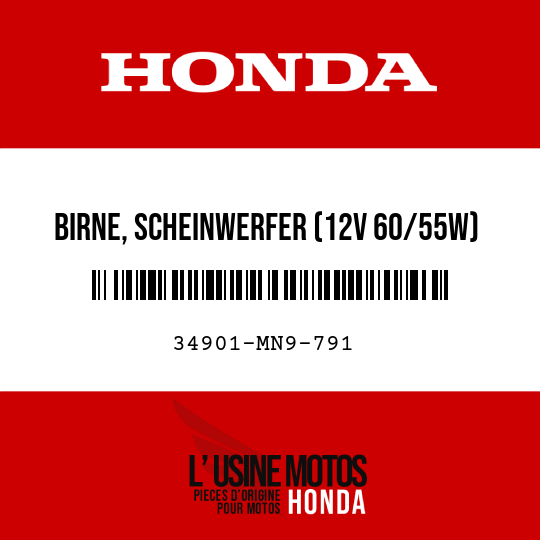 image de 34901-MN9-791 BIRNE, SCHEINWERFER (12V 60/55W) (GELB)