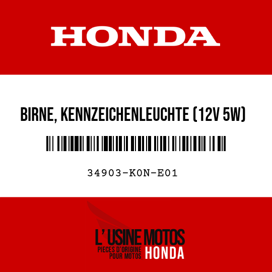 image de 34903-K0N-E01 BIRNE, KENNZEICHENLEUCHTE (12V 5W) (W5W) (LIFE ELEX)