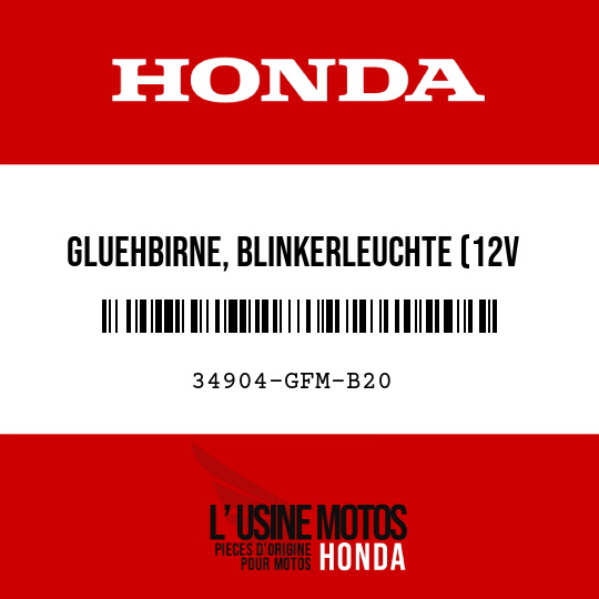 image de 34904-GFM-B20 GLUEHBIRNE, BLINKERLEUCHTE (12V 21W)