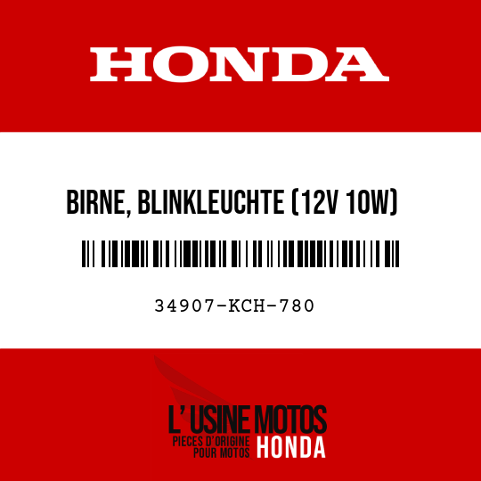 image de 34907-KCH-780 BIRNE, BLINKLEUCHTE (12V 10W)