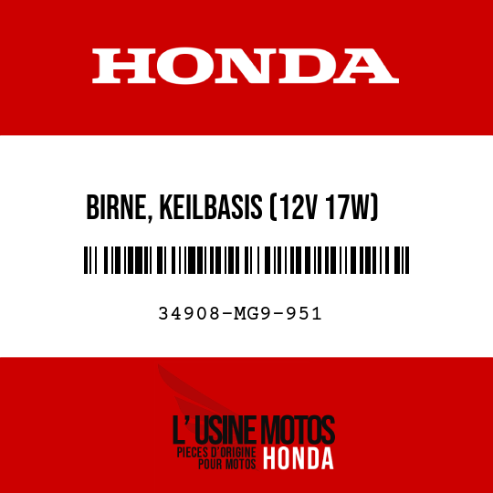 image de 34908-MG9-951 BIRNE, KEILBASIS (12V 17W)