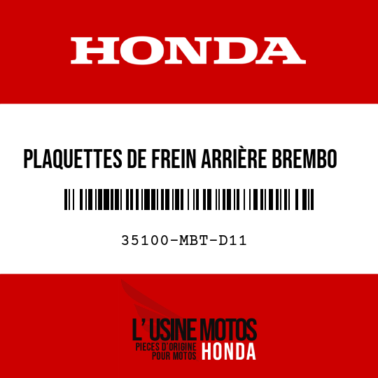 image de 35100-MBT-D11 Plaquettes de frein arrière Brembo 07HO31SP