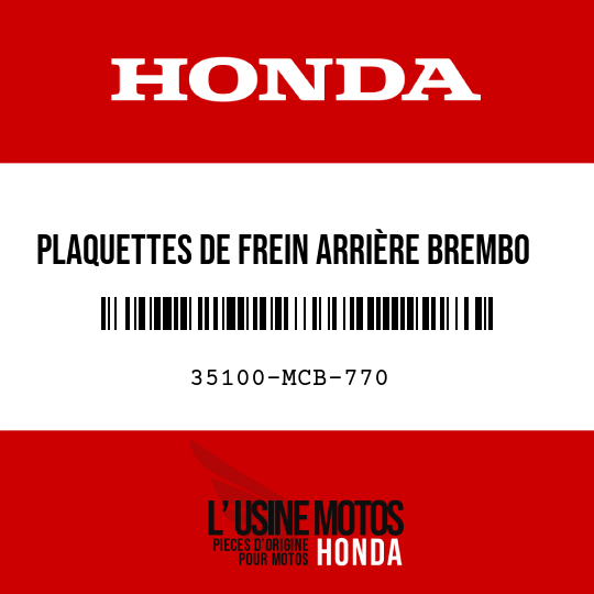 image de 35100-MCB-770 Plaquettes de frein arrière Brembo 07HO31SP