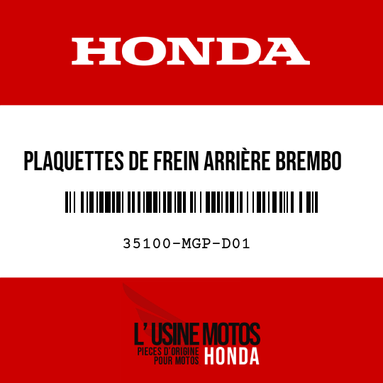image de 35100-MGP-D01 Plaquettes de frein arrière Brembo 07HO31SP