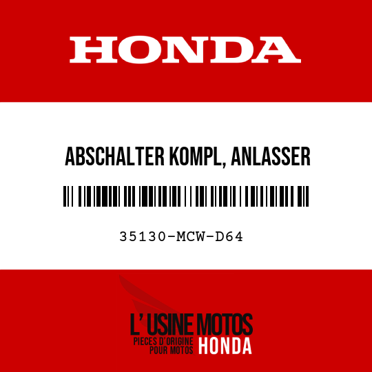 image de 35130-MCW-D64 ABSCHALTER KOMPL, ANLASSER