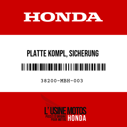 image de 38200-MBH-003 PLATTE KOMPL, SICHERUNG