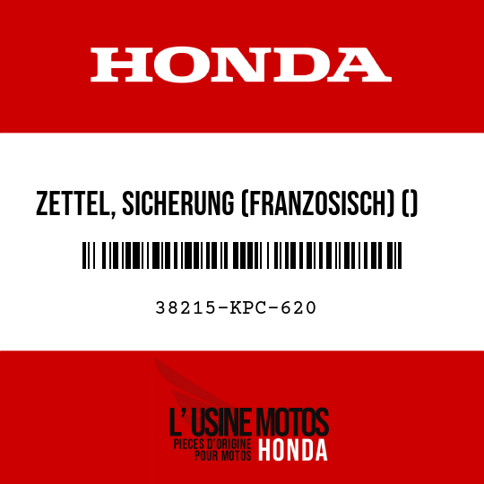image de 38215-KPC-620 ZETTEL, SICHERUNG (FRANZOSISCH) ()