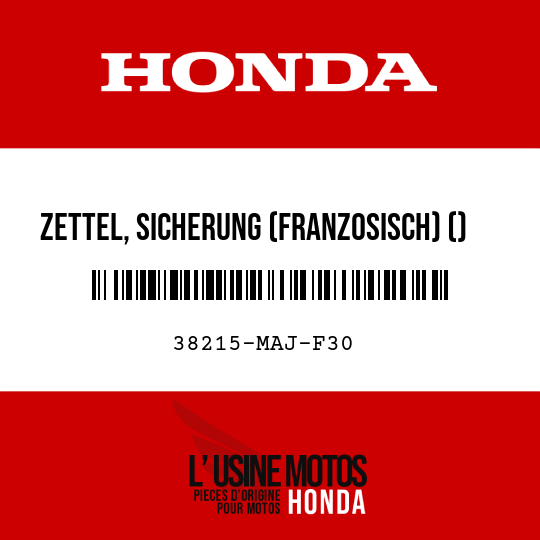 image de 38215-MAJ-F30 ZETTEL, SICHERUNG (FRANZOSISCH) ()
