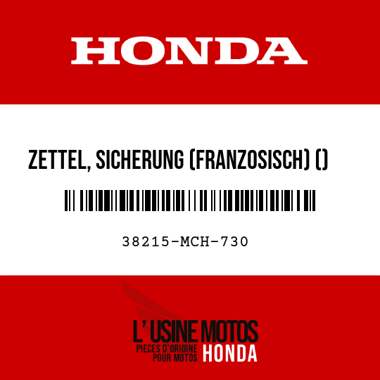 image de 38215-MCH-730 ZETTEL, SICHERUNG (FRANZOSISCH) ()