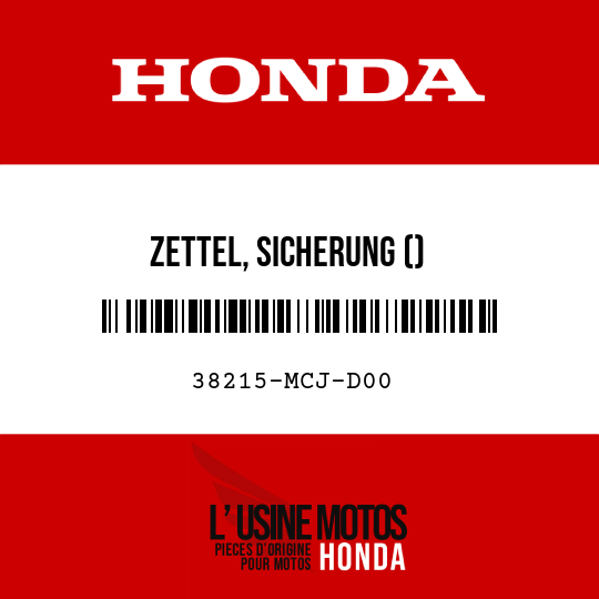 image de 38215-MCJ-D00 ZETTEL, SICHERUNG ()