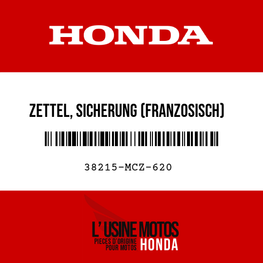 image de 38215-MCZ-620 ZETTEL, SICHERUNG (FRANZOSISCH)