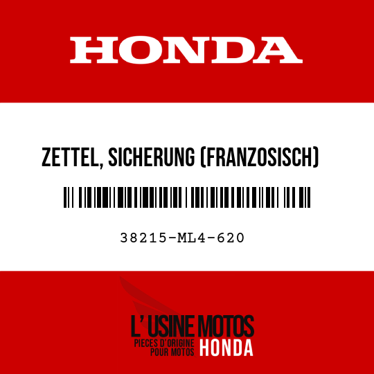 image de 38215-ML4-620 ZETTEL, SICHERUNG (FRANZOSISCH)