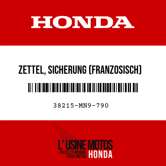 image de 38215-MN9-790 ZETTEL, SICHERUNG (FRANZOSISCH)