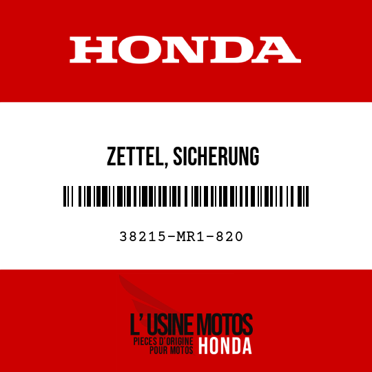 image de 38215-MR1-820 ZETTEL, SICHERUNG