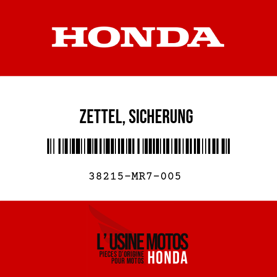 image de 38215-MR7-005 ZETTEL, SICHERUNG