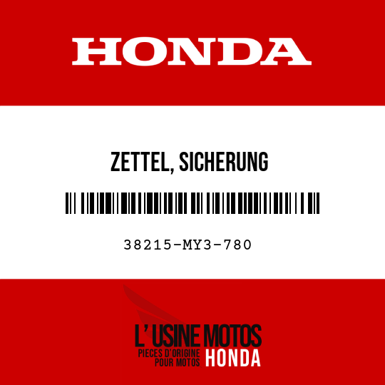 image de 38215-MY3-780 ZETTEL, SICHERUNG