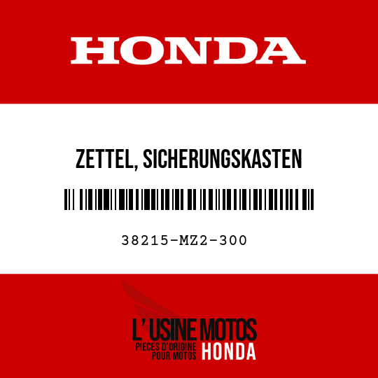 image de 38215-MZ2-300 ZETTEL, SICHERUNGSKASTEN