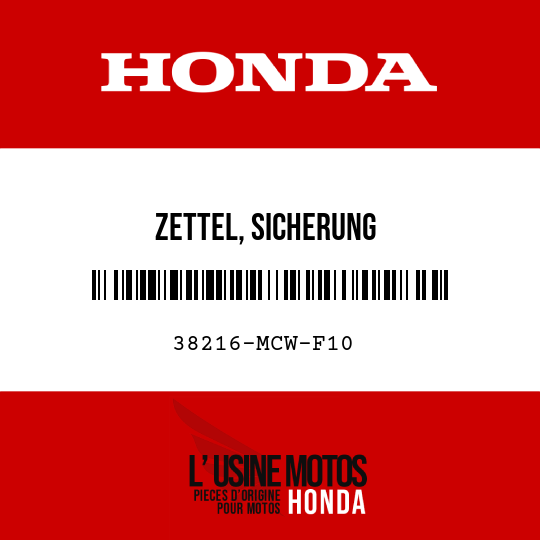 image de 38216-MCW-F10 ZETTEL, SICHERUNG