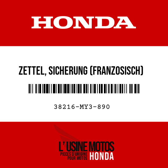 image de 38216-MY3-890 ZETTEL, SICHERUNG (FRANZOSISCH)
