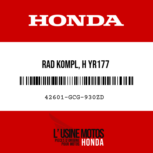 image de 42601-GCG-930ZD RAD KOMPL, H YR177 