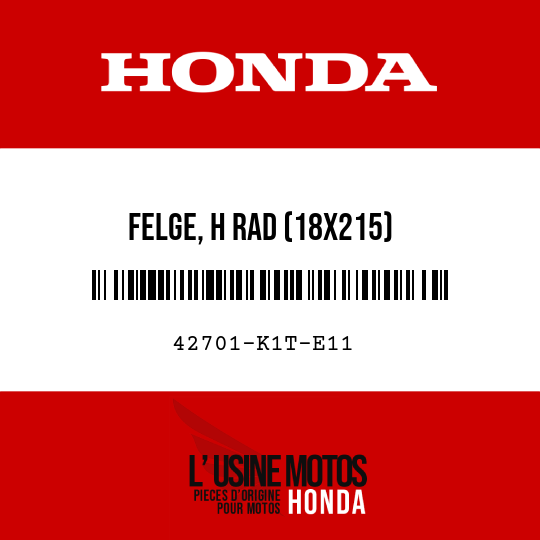image de 42701-K1T-E11 FELGE, H RAD (18X215)