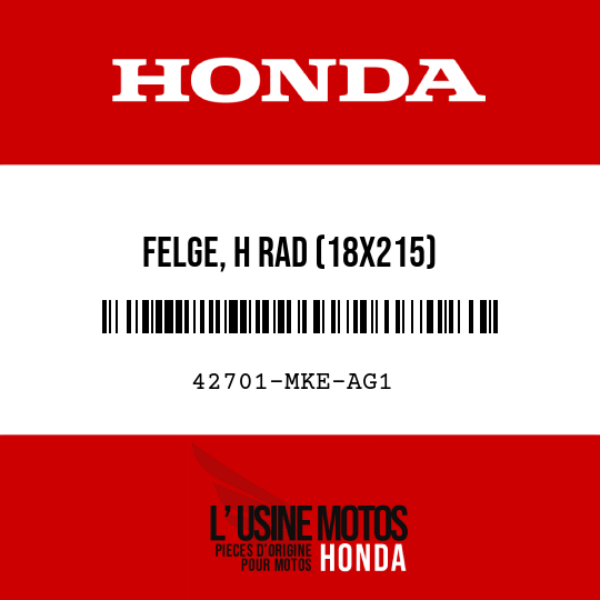 image de 42701-MKE-AG1 FELGE, H RAD (18X215)