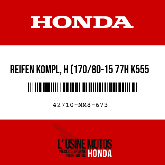 image de 42710-MM8-673 REIFEN KOMPL, H (170/80-15 77H K555 US DUNLOP)