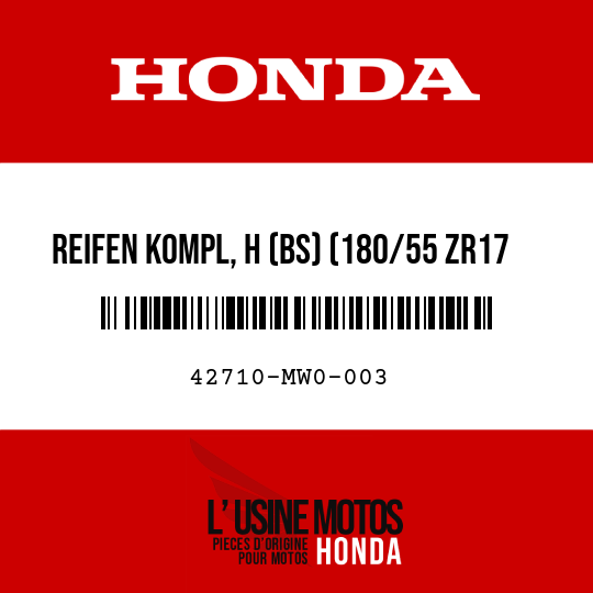 image de 42710-MW0-003 REIFEN KOMPL, H (BS) (180/55 ZR17 B50RG)