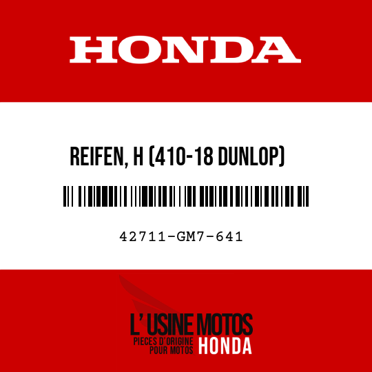 image de 42711-GM7-641 REIFEN, H (410-18 DUNLOP)